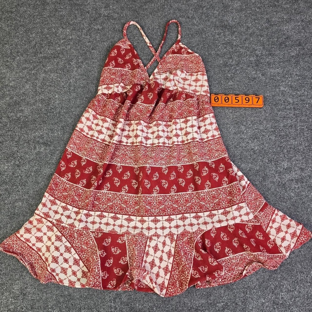Charlotte Russe red and white crossback patchwork mini dress